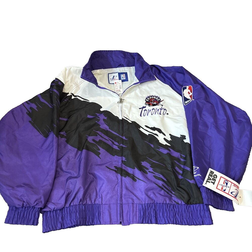 Vintage 90s Toronto Raptors Logo Athletic Splash Windbreaker Jacket XL (READ)